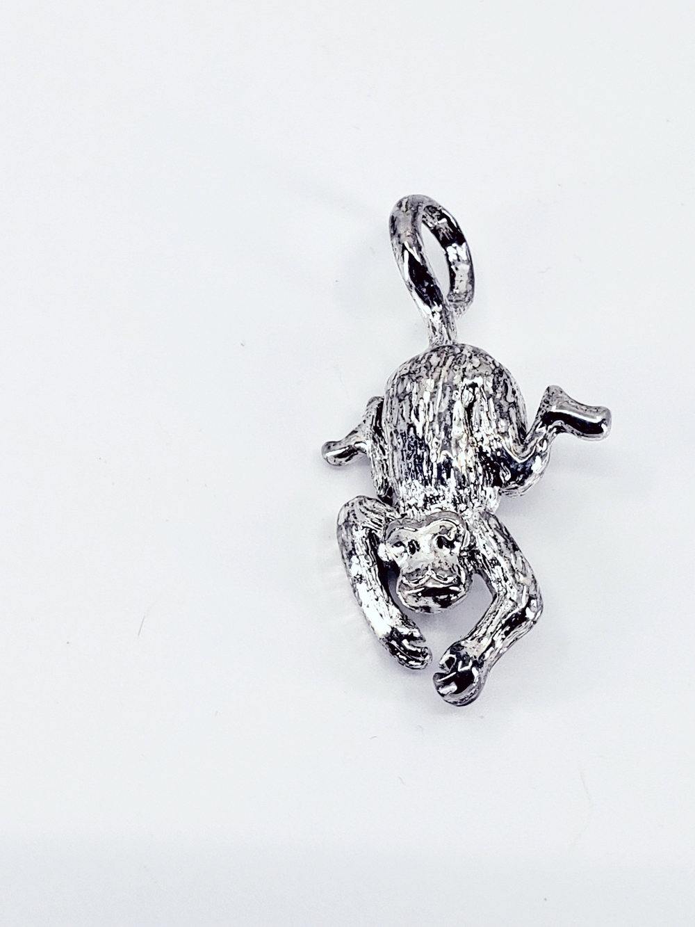 C4003 Silver Monkey Charm Pendant Or Brooch Polished Silver Color 2" Long